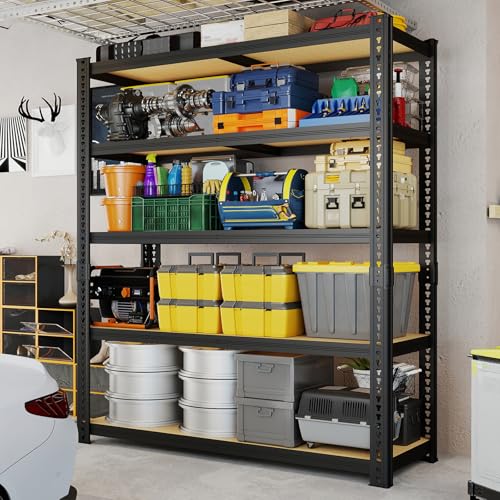 ZEUKMXOO 78'' H Garage Storage Shelves, Shelving Units and Storage, Heavy Duty Garage Shelving, Metal Shelves for Basement, Warehouse, Pantry, Kitchen, 78''H x 40''W x 16''D, 2200 LBS
