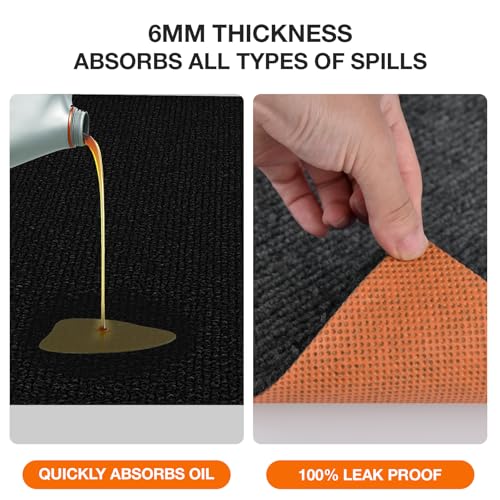 XSTWVM, Heavy Duty Oil Resistant Garage Car Bottom Mat, Reusable Floor Protector, 1/4 Inch Thick Waterproof Rubber Backing, Oil Absorbent (Dark Gray) (60 * 36)