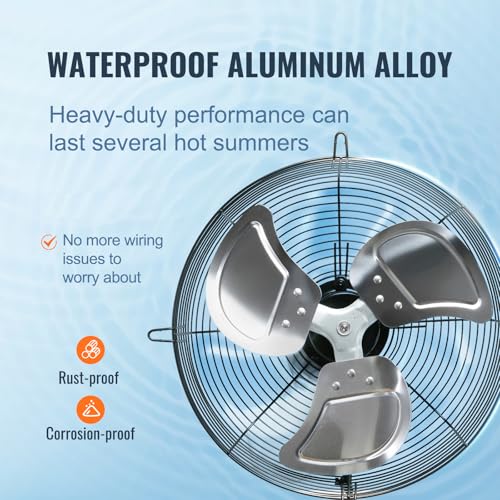 VEVOR 10'' Shutter Exhaust Fan, High-speed 820 CFM, Aluminum Wall Mount Attic Fan with AC-motor, Ventilation and Cooling for Greenhouses, Garages, Sheds, Shops, FCC
