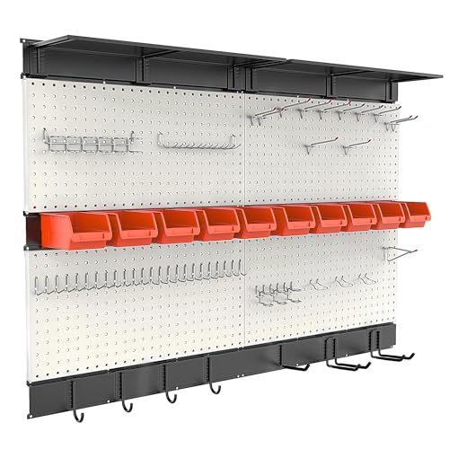Ultrawall Pegboard Wall Organizer, 48 X 36 inch Garage Storage Pegboard with Hooks Storage Bins Tool Board Panel Tool Organizer, 72pcs