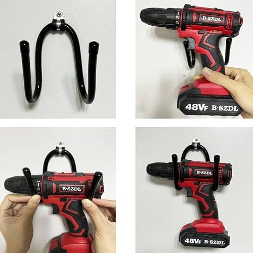AUXPhome Power Tool Organizer - Wall Mount Garage Storage Rack, Hanger Hooks for Drills, Cables, Accessories & Tool Box - Holds 4 Drills