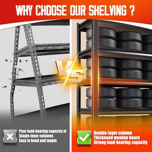 71"H-35"W Garage Shelving-2050LBS 5 Tier Storage Shelves,Adjustable Heavy Duty Metal Shelving Unit and Storage Large Rack,Utility Steel Shelf For Shop Warehouse Industrial Pantry Basement
