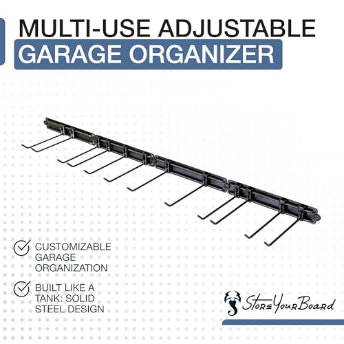 StoreYourBoard Garage Tool Organizer Wall Mount – Heavy Duty Garage Wall Organizer for Garage Organization and Storage, Broom Holder Wall Mount for Gardening Tools & Yard Tools – 64" Holds 600 lbs