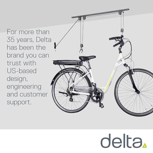 Bike Hoist Pro Ceiling Bike Rack by Delta Cycle (2-Pack) - Pre-Assembled Bike Hangers for Garage Holds Up to 100 lbs - Auto-Locking - Fully Adjustable for Any Bicycle, Kayak Hoist, Or Canoe Hoist