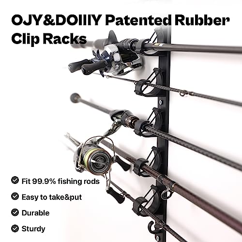 OJYDOIIIY Wall Mount Fishing Rod Holders,Horizontal/Ceiling Fishing Pole Storage Rack for Garage 2 Packs