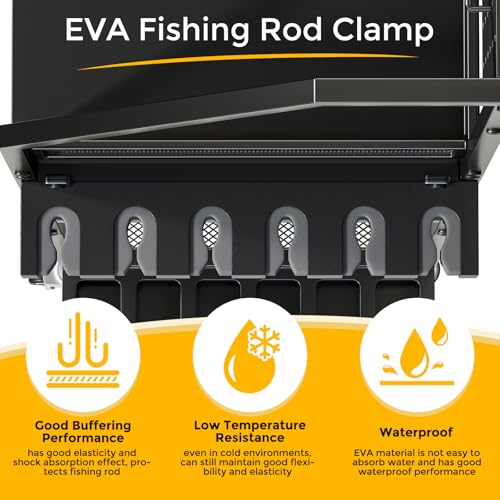 JIRTEMOT Fishing Rod Holder Organizer with Fabric Drawer & Pegboard, Space-Saving Garage Storage for 12 Rods, Reels, Tackle Boxes, Portable Fishing Gear Cart for Easy Access & Mobility