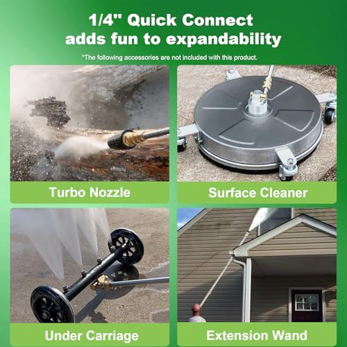 Imdot Heavy Duty 5000PSI 4.0GPM Electric Pressure Washer with 33FT Hose, 4 QC Nozzles for Cars/Fences/Patios/Home Cleaning, Deep Green