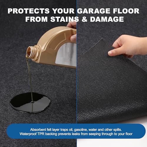 Extra Large Garage Floor Mat 8' 10" x 22' - Premium Felt + Waterproof Backing Thickened and Soft Heavy Duty Oil Absorbent Non-Slip Pad Garage Parking Mats for Floor Large SUVs MPV Pickup Truck RV