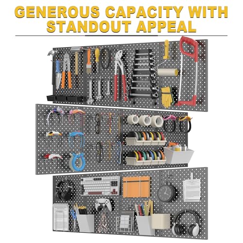Ultrawall Metal Pegboard Panels, Pegboard Wall Organizer, Black Peg Boards for Wall, Garage Tool Storage Organization, 12"X16", 2pcs