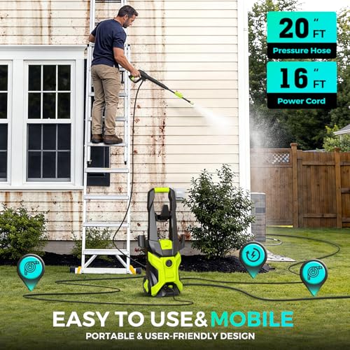 Electric Pressure Washer 5000 PSI 2.5 GPM, Bothlin Portable Power Washer with 4 Quick-Connect Nozzles, Soap Tank & Foam Cannon, High Power Water Pressure Washer for Car, Driveway, Patio, Home Cleaning