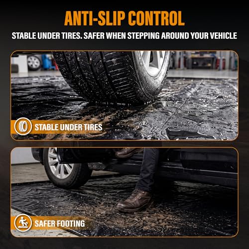 Aegis Mats 7'9" x 16' Garage Floor Mat for Under Car, Heavy Duty 610g PVC Waterproof Containment Mat with Raised Edges, Parking Pad Traps Rain, Mud, Snow & Oil for SUVs and Trucks