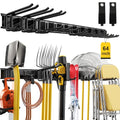 YZSFMZGE 64" Garage Wall Tool Organizer, 900 Lbs Heavy Duty Steel Garden Tool Storage Rack & Garage Organization for Yard, Shed, Garage - 12 Longer & Thicker Hooks + 2 Straps