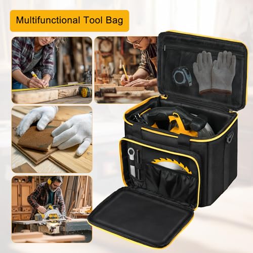 Tool Bag Compatible with DEWALT 20V MAX Circular Saw DCS391B/DCS565B, Milwaukee M18 2630-20, Tool Storage Case with Battery Compartment & Blade Organizer, Portable Design, Case Only