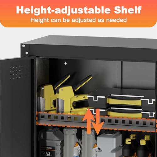Kelueo 30" Metal Garage Wall Cabinet,Metal Wall Cabinets with Lock & Adjustable Shelf,Wall Mounted Garage Cabinet with Handle & Magnetic Door & Anti-Fall Rails for Repair Shop