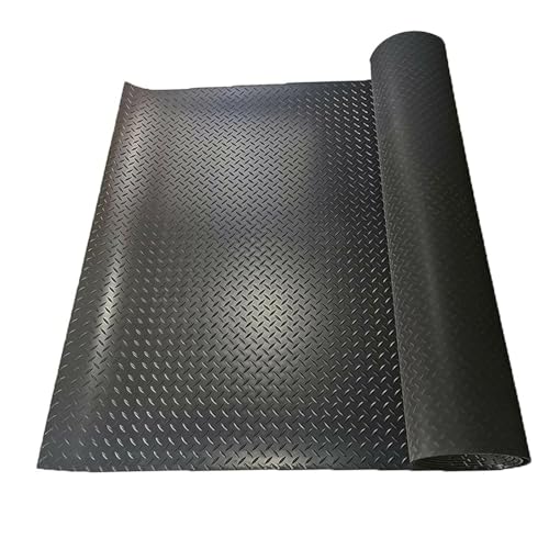 THABATAD 4 x 6 FT Heavy Duty Garage Floor Mat, 2.5 mm Thickness Garage Car Mat for Garage Floor, Golf Cart Parking, Water/Stain Resistant Floor Runner (Embossed Diamond Plate), Red