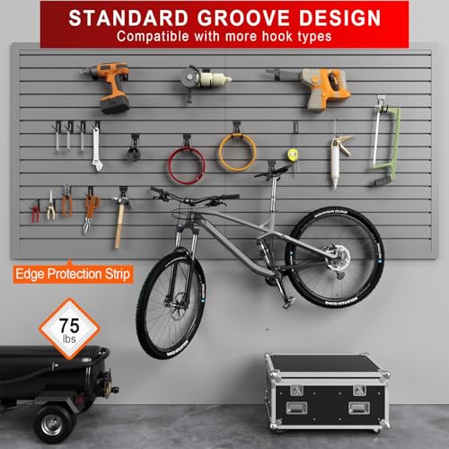 Ginchain 4 x 8 FT Slatwall Panel Garage Wall Organizer, Heavy Duty Slat Wall Paneling Sheets, Interlocking PVC Panels, Garage Slatwall for Tool Organization Mounted Storage Systems