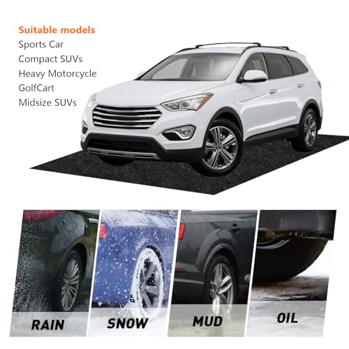 Halero Non-Slip Garage Floor Mat for Under Car, 7'4"x17' Extra Large Absorbent Oil Garage Parking Mat, Waterproof Backing, Reusable, Washable, Protects Floor from Snow, Rain and Mud for Cars