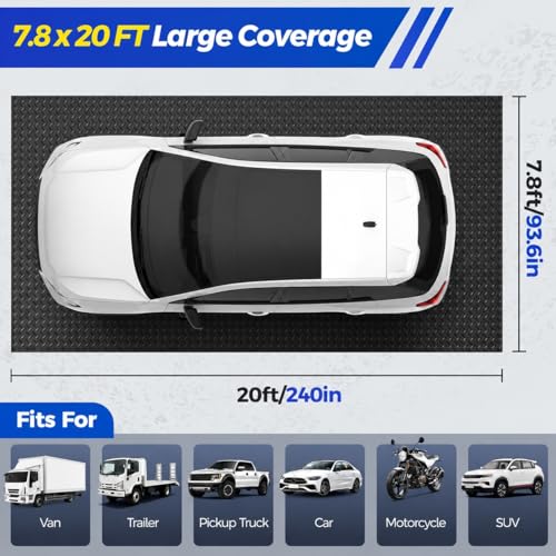 AHUAWA 7.8x20 FT Heavy Duty Garage Floor Mat, 2.8mm Thickened Garage Flooring Diamond Plate Rubber Garage Floor Mats for Under Car, Garage Mat for Garage, Workshop, Enclosed Trailer
