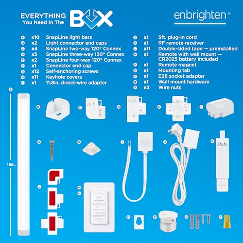 Enbrighten Ultrabrite Garage Lights, 10 Pack, 3 Rex, LED Gym Lighting, 10,000 Lumens, Dimmable with Remote, 5000K Bright White, Plug‑in or Hardwire, Hex Style, ETL Certified, 85814
