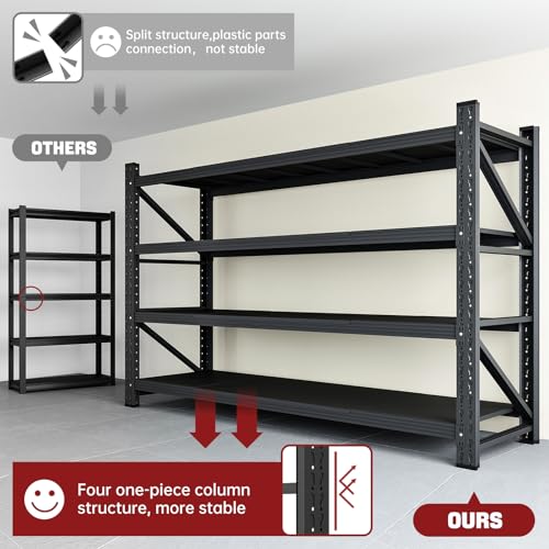 RAVIGIN 5000LBS Storage Shelves,71" W Garage Shelving Heavy Duty Metal Adjustable Garage Shelves, Shelving Units Industrial Shelving for Warehouse,71" W x 24" D x 70" H,Black