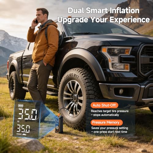 OlarHike Tire Inflator Portable Air Compressor, Lightning-Fast Inflation, Dual Power - 6000mAh & 12V DC, Cordless Air Pump for Car Tires, Bikes, Motorcycle, Balls with LED & Digital Pressure Gauge