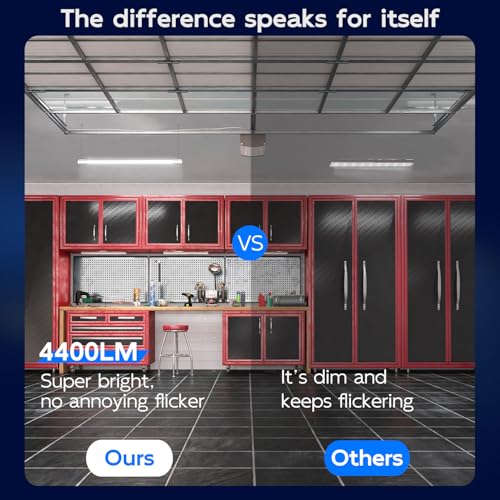 hykolity 2 Pack 4FT Linkable LED Shop Light for Garage, 4400lm, 4FT 42W Utility Light Fixture, 5000K Daylight LED Workbench Light with Plug, Hanging or Surface Mount, White - ETL