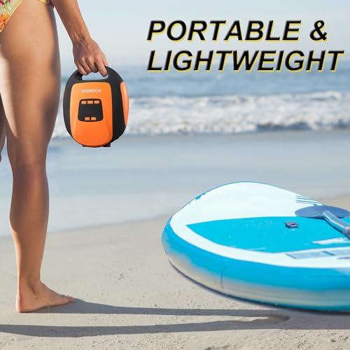 Paddle Board Pump Electric Portable, KOSMEGAL SUP Pump for Paddleboard, Professional 20PSI Air Compressor with Auto-Off, Deflation Function and 12V DC Car Connector for Inflatables, Kayaks and Boats