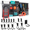 FRAYSCENT Slat Wall Paneling Garage Slat Wall Storage Systems Slatwall Panels Power Tool Organizer Wall Mount, PVC Garage Storage & Organization Products Slate Board (Black, 4ft x 8ft with 15 Hooks)