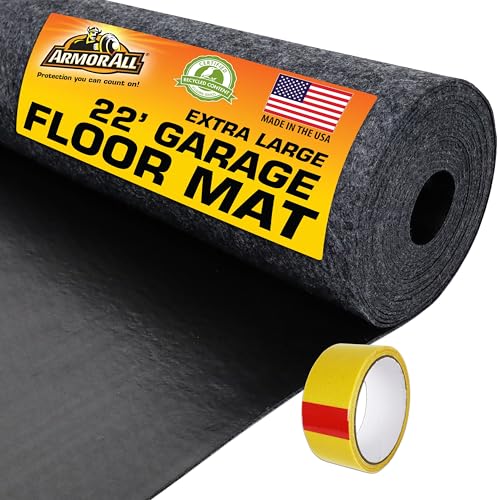 Armor All Jumbo XXL Garage Floor Mat (22' x 8'10"), Waterproof Garage Flooring, Absorbent, Premium Oil Spill Resistant Garage Pad, Durable, Protects Surfaces (Includes Double Sided Tape) (USA Made)