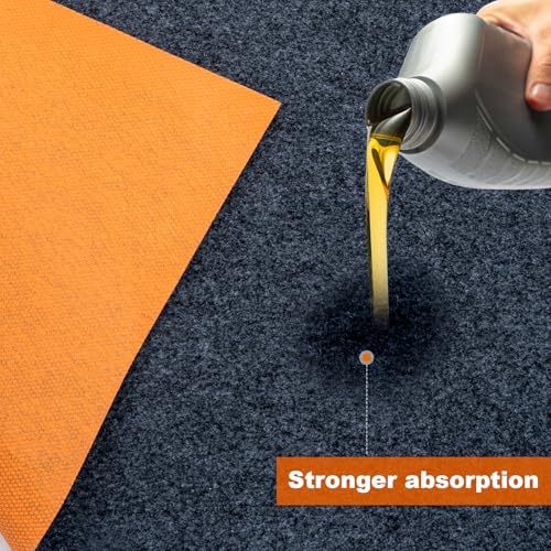 LMRSTOO 8.5 * 6.6 Ft Heavy Duty Oil Spill Mat, 6.5mm Thickened Large Garage Floor Mat for Under Car, 1/4" Waterproof Rubber Backing Absorbs Oil Quickly, Washable, Reusable, Durable, Non-Slip