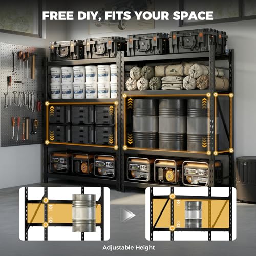 CAMMOO 72''W Heavy Duty Storage Shelves, 6000LBS Metal Garage Shelving Unit with Magnetic Label, Upgraded Structure, Solid Steel Industrial Rack, Easy Assembly for Basement, 72''W x 24''D x 72''H