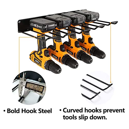 UU-Major Power Tool Organizer with Charging Station,Drill Holder Wall Mount,Garage Storage Shelves for Organization and Storage,Heavy Duty Pegboard Wall Organizer Set Solid Metal Black 2 Pack 4 Set…