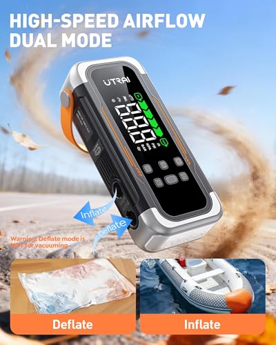 UTRAI Jump Starter with Air Compressor, 6000A Peak Battery Jumper Starter Portable (All Gas & 10.0L Diesel) with 150PSI Tire Inflator & Air Blower, PD 30W Fast Charge, 12V Jump Box Jump Pack