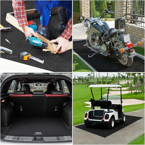 Drydiet 4 Pcs 36 x 72 Inch Oil Spill Mat for Under Car, Driveway, Motorcycle - Absorbent Pad for Garage Drip Leaks With Rubber Backing - Reusable, Washable, Non-Slip, Protects Floor