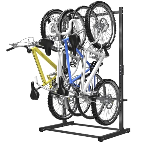WALMANN Freestanding Bike Stand for Garage, 4 Bikes Vertical Bike Storage Stand Heavy Duty Bike Floor Stand
