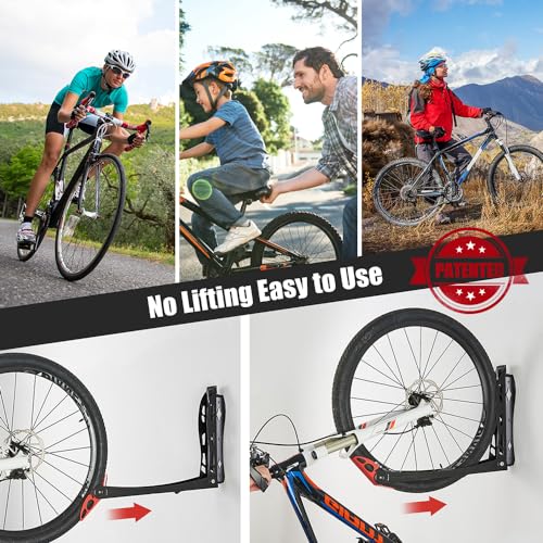 Ultrawall BIKEPAL Swivel Bike Racks, No Lift Wall Mounted Bike Storage Solution for Home & Garage, 2 Pack