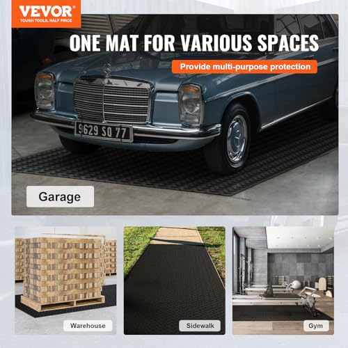 VEVOR Diamond-Plate Rubber Flooring Roll, 3 mm x 4 ft x 10 ft Garage Floor Mat, SBR, Easy to Clean, Diamond Plate Rubber Mat for Under Cars, Garage Industry Gym, Black