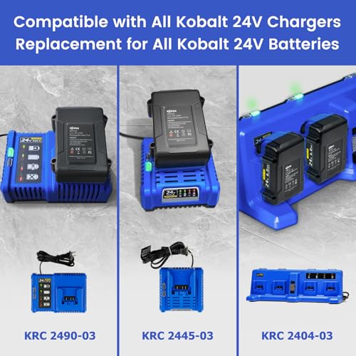 eJiasu Battery Replacement for Kobalt 24V: 6.5Ah Lithium ion for 24-Volt Max Battery KB624-03 KB524-03 KB424-03 KB224-03 KB124-03 Compatible with All Kobalt 24 V Cordless Power Tool 2 Packs