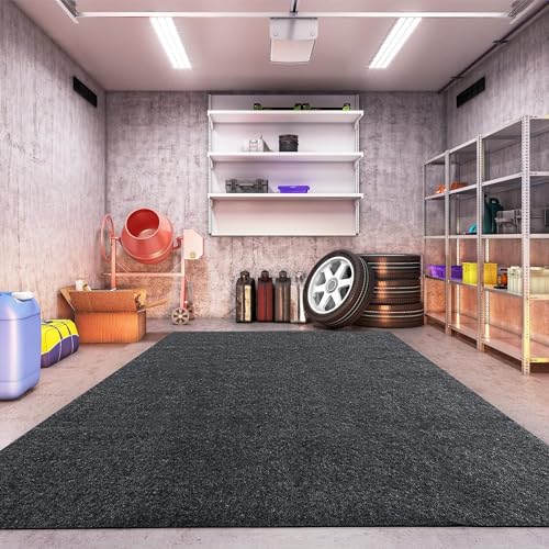 HOMBYS Extra Large Garage Floor Mat for Under Car,Floor Mats for Garage with Rubber Backing,Non Slip Garge Rug,Waterproof Backing Garage Carpet,Motorcycle Absorbent Oil Spill Mat,7'4"x8'4"