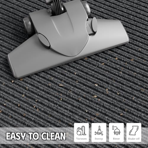 EZ2LIVE Front Door Mat, 3' x 5' Heavy Duty Door Mat Outside Entrance, Non-Slip Welcome Mat, Absorbent & Dirt Resistant, Low Profile Large Door Mats, Commercial Rugs for Entryway Indoor Outdoor, Grey