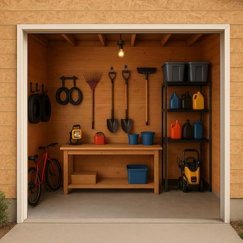 KAROSOM 4 Pack Garage Hooks, Garage Tool Organizer Wall Mount, Heavy Duty for Utility Organizer, Steel Utility Garage Hooks for Ladders, Garden Tools, Bike