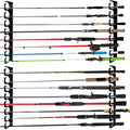 Wall Mounted Fishing Rod Rack Holder Ceiling Storage Hook Hanger Display Metal Horizontal Rack Oranizer Poles Steel Racks Holds up to 16 Rods with Soft Protective Pad for Garage Cabin and Basement