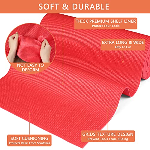 Foam Toolbox Liner Drawer Mat 1/8 Inch Thick X 18 Inch Wide X 24 Ft Long Red, No Slip for Protecting Cabinet, Garage, Cart, Tool Box