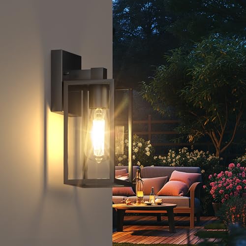 Outdoor Light Fixture Wall Mount, LED Exterior lighting fixtures for Outside, Front Porch Lights, Waterproof Wall Sconce Lantern Lamp, Black Coach Lights for House, Patio, Garage, Doorway, Entryway