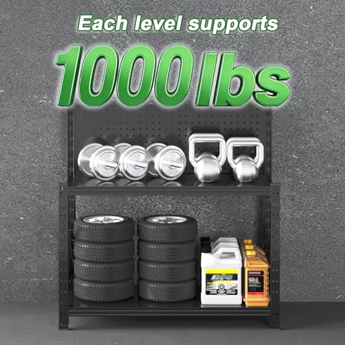 Work Bench with Pegboard,Heavy Duty 3000lbs Capacity Workbench Adjustable Shelves,Work Table for Garage Warehouse47.2 H*47.09" W*19" D