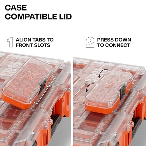 Klein Tools 54400MBX MODbox Tall Compartment Box, Full-Width Tool Organizer, Small Parts Tool Box with 20 Compartments, 9 Removable Bins for Fasteners, Stackable Module