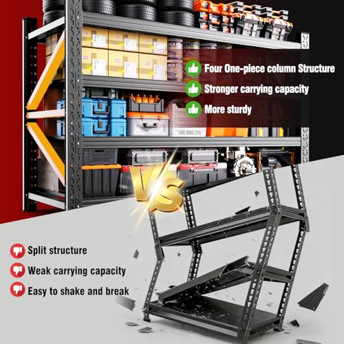 AXASIIO 79"W Heavy Duty Storage Shelves, 8000LBS Adjustable Garage Shelving Unit, Rust Proof Large Metal Storage Rack, 24"D x 79"W x 74"H Industrial Shelving for Warehouse, Basement, Shop, Supermarket