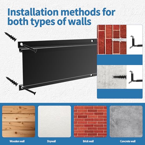 wallseffic Garage Tool Organizer Wall Mount, 48" Heavy Duty Wall Tool Organizer Rack with 6 Hooks, Garage Storage Tools Hanger for Shovel, Rake, Folding Chair, Garden Tools, Lawn, Yard, Shed