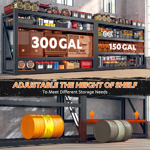 Bepatio 8000LBS Heavy Duty Garage Shelving,77" W Industrial Storage Shelves,4 Tier Adjustable Metal Shelving Unit,Rust Proof Large Tall Steel Rack for Shop,Basement,Warehouse,Commercial 24" D x 72" H