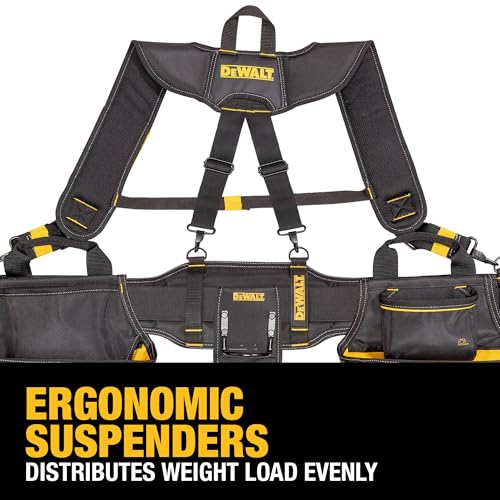 DEWALT Professional Tool Belt Organizer With Suspenders and 25 Pockets, Heavy Duty Construction (DWST540602)